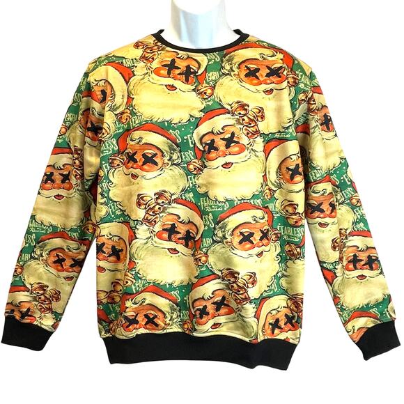Fearless Records Graffitied Santa Punk Pop Ugly Christmas Sweatshirt Size Medium - Picture 1 of 4
